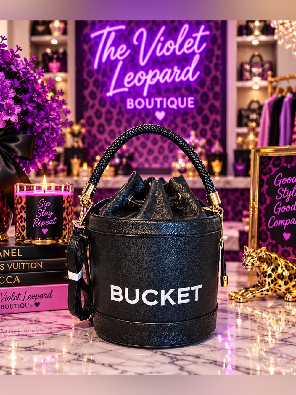BUCKET Black Bucket Shoulder Bag